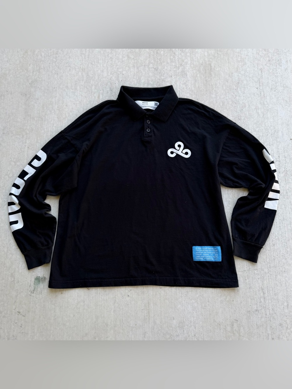 Cloud 9 Esports Rugby Polo Shirt Long Sleeve Black Men Size Medium